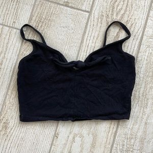 Cropped Black Tanktop with Cute Bow